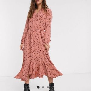 Polka dot midi shirt dress
